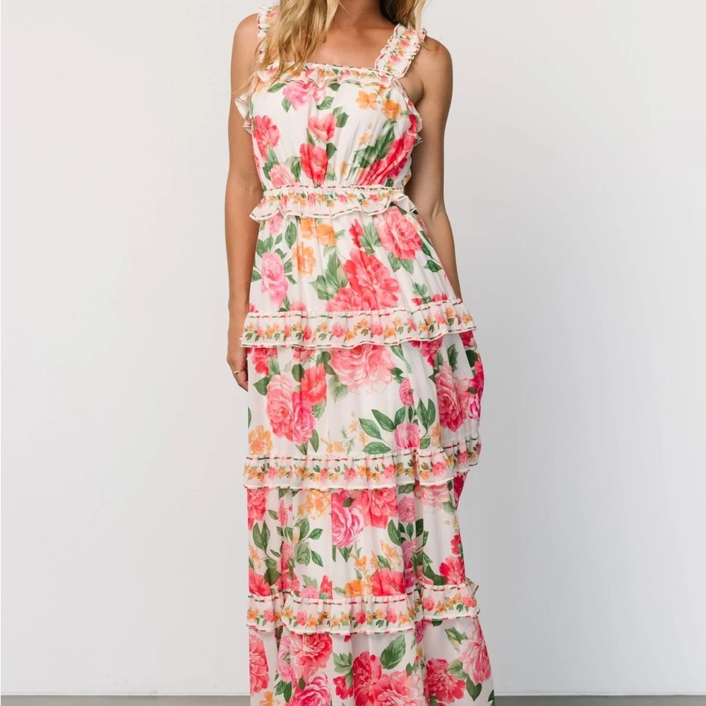 Baltic Born Floral Maxi Dress - Pink and Orange